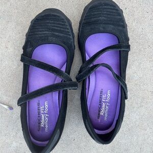 Skechers Black Mary Jane Flats with Purple Insole